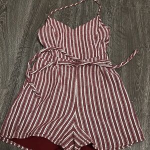 Hollister Red and White Striped Jumpsuit